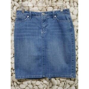 Vintage America Skirt Womens Size 8 Denim Blue Stretch Mini Skirt Cotton Spandex